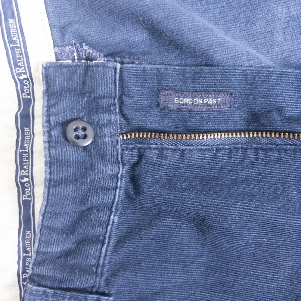 Polo Ralph Lauren Corduroy Pants Mens 36 Navy Blue Vintage 90s Straight Fit USA‎